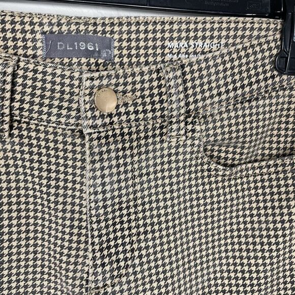 DL1961 Pants Womens 26 Brown Houndstooth 5-Pocket Mara Straight Mid Rise Ankle - Picture 5 of 14